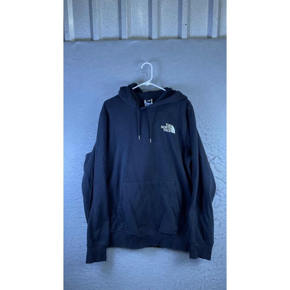 The North Face Hoodie Mens Large Navy Blue Excellent Box Logo Graphic Sweatshirt